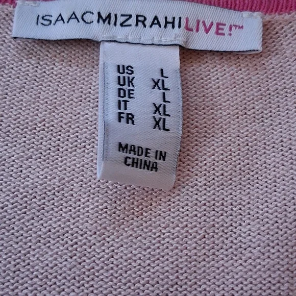 Isaac Mizrahi Soft Pink Wrap Cardigan with Scallop Hem - Picture 2 of 10